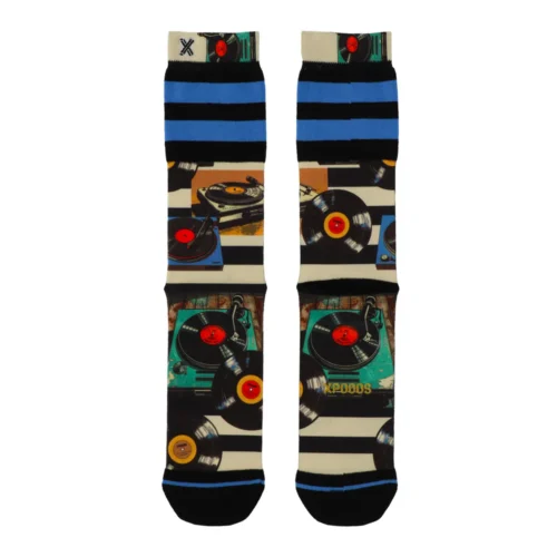Xpooos Records Socks Met een levendige print van platenspelers en vinylplaten geef je elke outfit een creatieve, retro uitstraling.