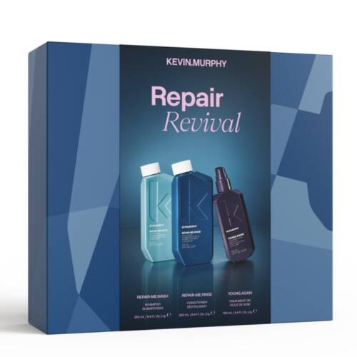 KEVIN MURPHY REPAIR REVIVAL GIFTBOX Hersteld, glanzend, sterk en gezond haar. Versterkt en voedt beschadigd haar met proteïnen en antioxidanten.